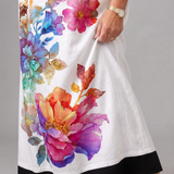 Fiorentino | Abito midi boho con stampa floreale acquerellata