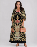 Gisela | Abito midi boho con motivo vintage e tasche