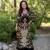Gisela | Abito midi boho con motivo vintage e tasche