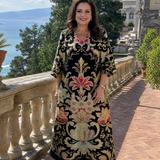 Gisela | Abito midi boho con motivo vintage e tasche
