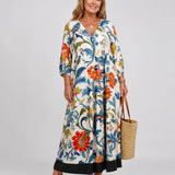 Hanna | Abito midi boho con stampa botanica