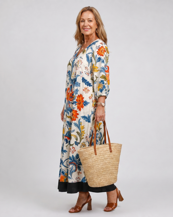 Hanna | Abito midi boho con stampa botanica