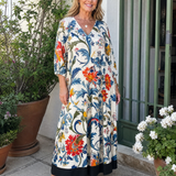 Hanna | Abito midi boho con stampa botanica