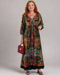 Hedwig | Abito midi boho con stampa ornamentale artistica