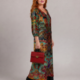 Hedwig | Abito midi boho con stampa ornamentale artistica