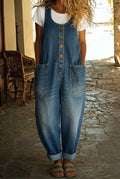 Nancy | Salopette in Denim di Cotone Lavato Vintage