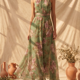 Livia | Abito Maxi Halter Floreale Elegante