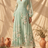 Cisella | Abito midi verde chiaro floreale