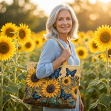 Borsa Artigianale - Girasoli e Farfalle Blu