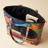 Borsa Artigianale - Gatto Nero con Libri e Tazze