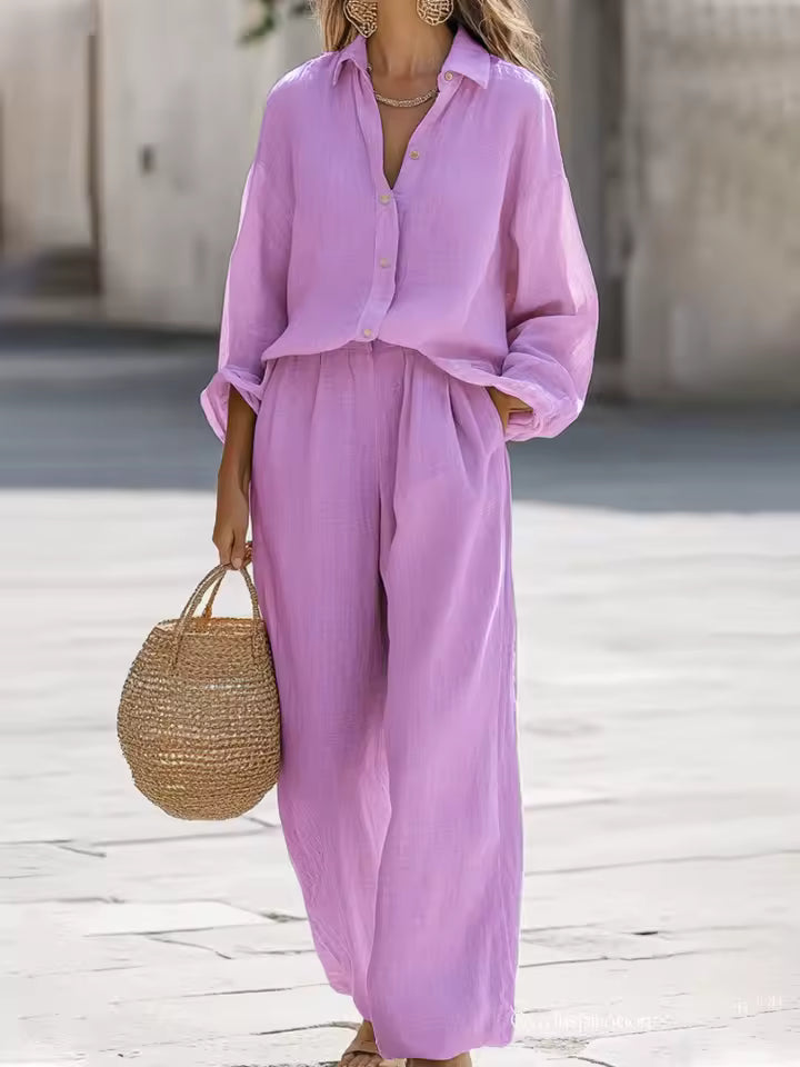 Miracle | Button shirt and wide leg pants set
