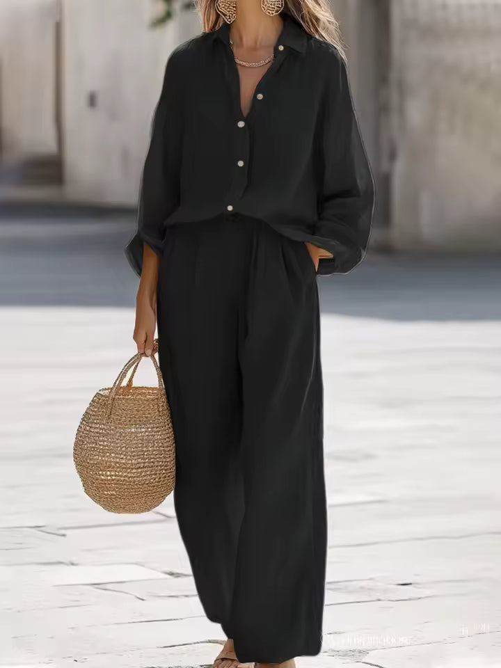 Miracle | Button shirt and wide leg pants set