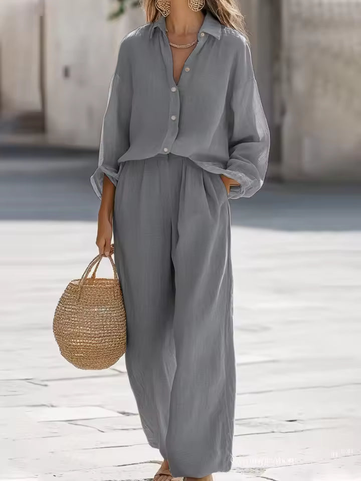 Miracle | Button shirt and wide leg pants set