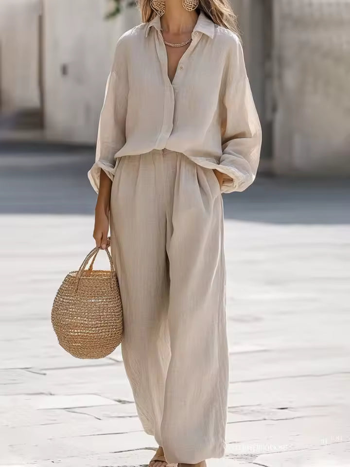 Miracle | Button shirt and wide leg pants set