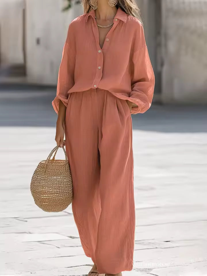 Miracle | Button shirt and wide leg pants set