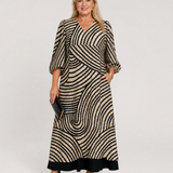 Mareike | Abito midi boho con stampa astratta a onde