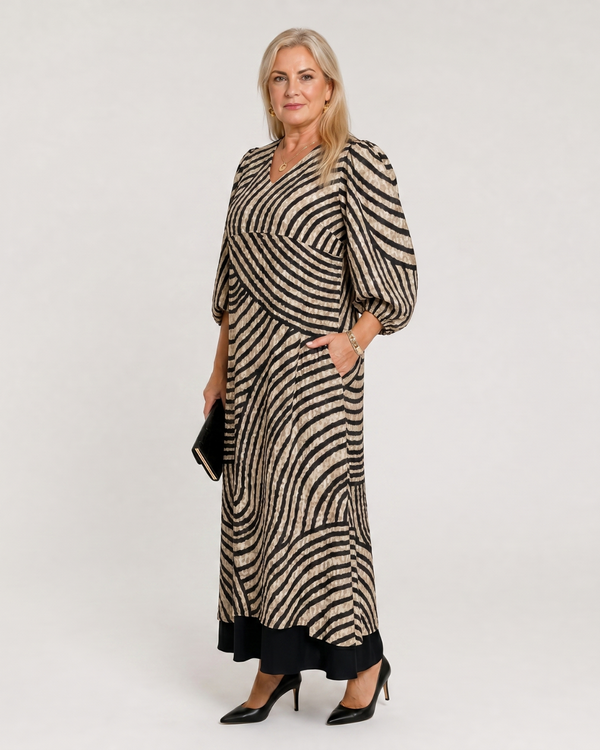 Mareike | Abito midi boho con stampa astratta a onde