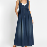 Miranda - Abito Maxi in Denim Lavato Vintage con Sensazione di Cotone Morbido