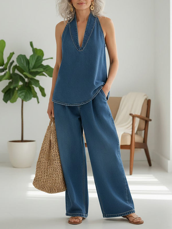 Saylor - Set Due Pezzi in Denim Lavato Vintage