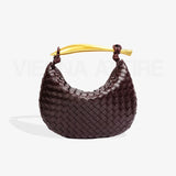 Alessandra – Borsa con Design Intessuto e Manico Dorato