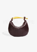 Alessandra – Borsa con Design Intessuto e Manico Dorato