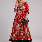 Romy | Abito midi boho con stampa floreale vintage