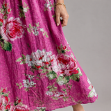 Roswitha | Abito midi boho con stampa di rose vintage