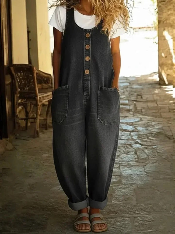 Nancy | Salopette in Denim di Cotone Lavato Vintage