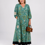 Sina | Abito midi boho con stampa di motivi botanici
