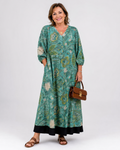 Sina | Abito midi boho con stampa di motivi botanici