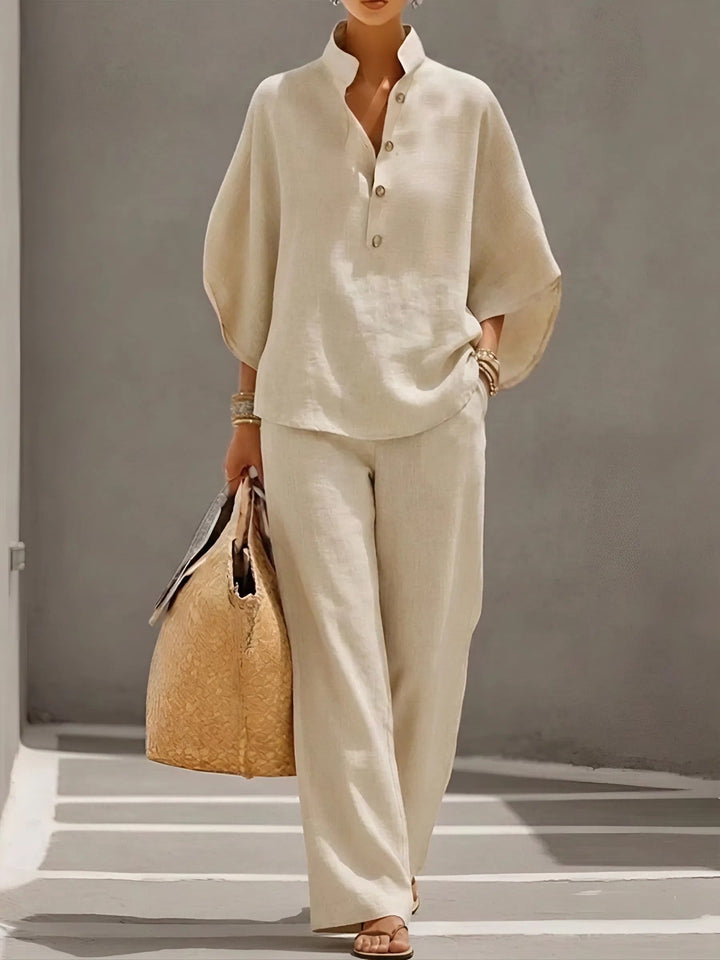 Zuri | Button top and pants set loose fit