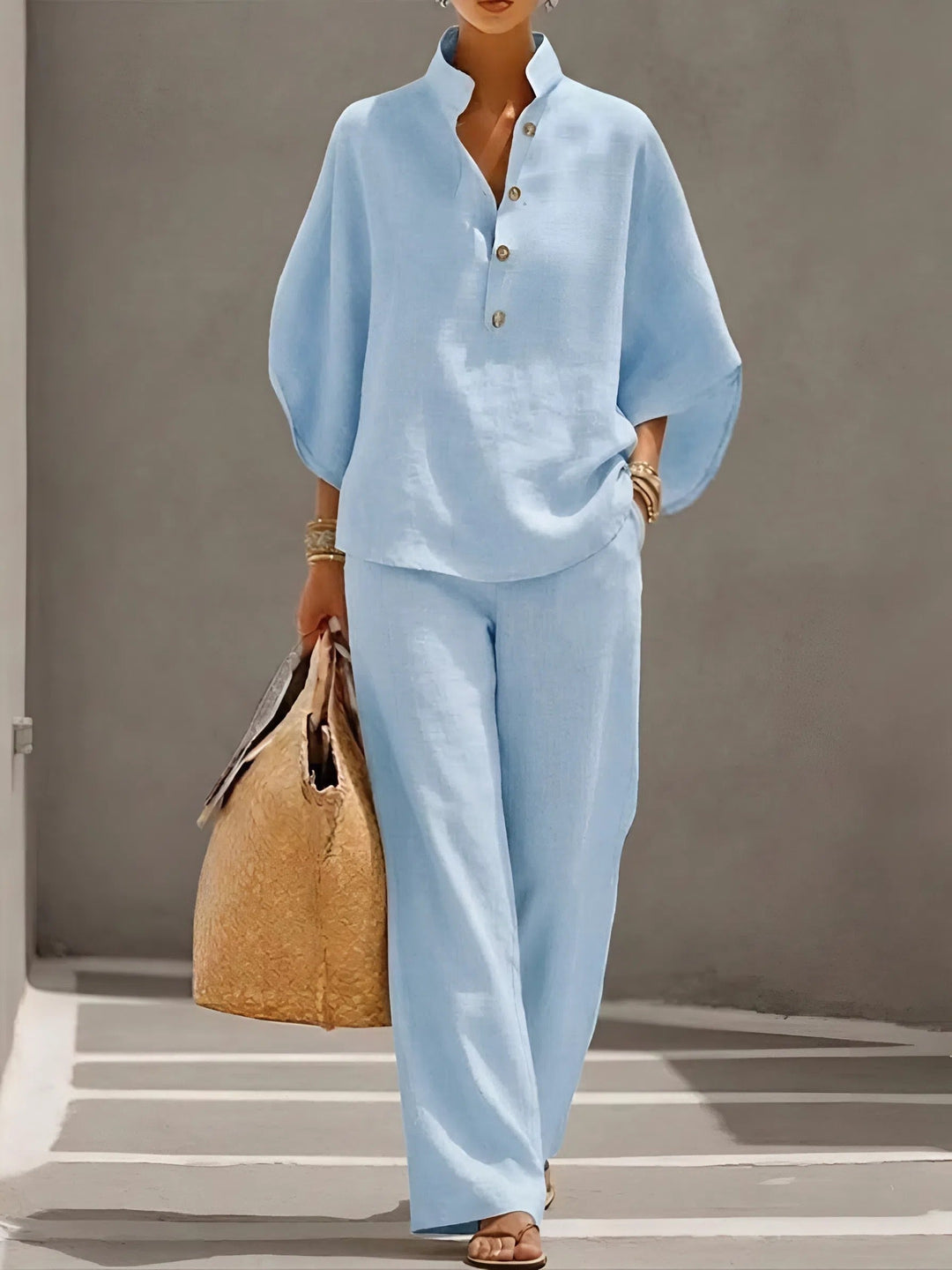 Zuri | Button top and pants set loose fit