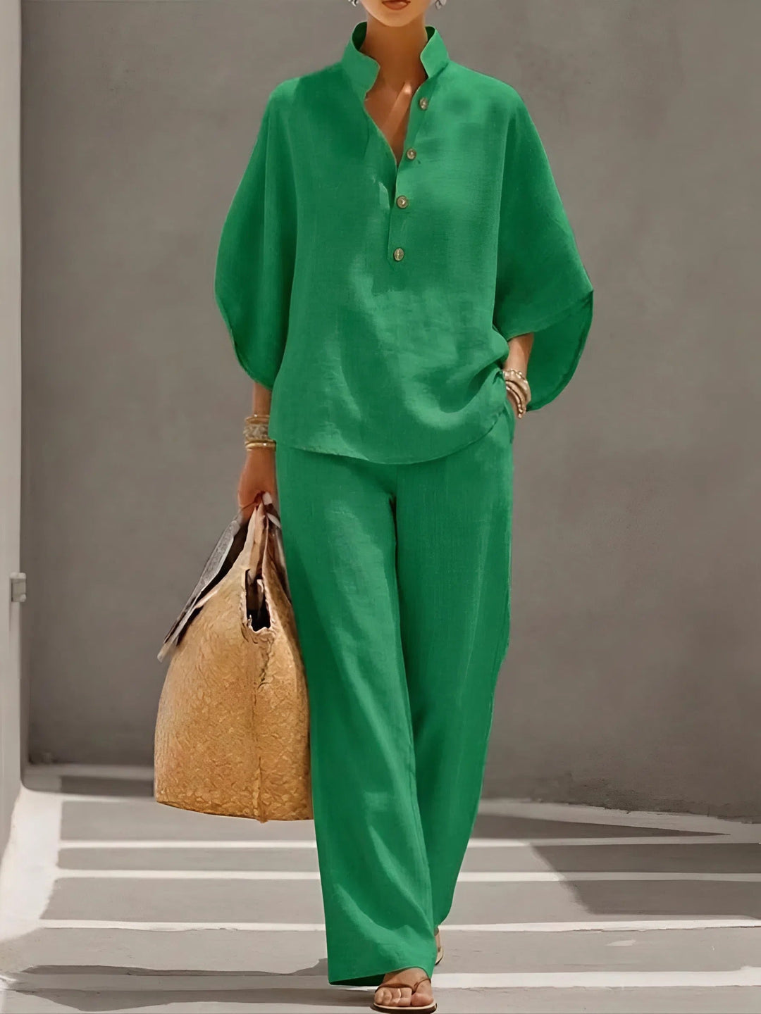 Zuri | Button top and pants set loose fit