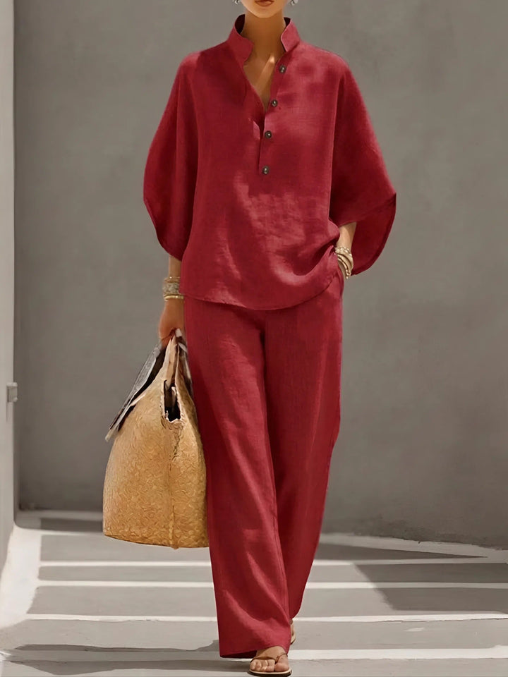 Zuri | Button top and pants set loose fit