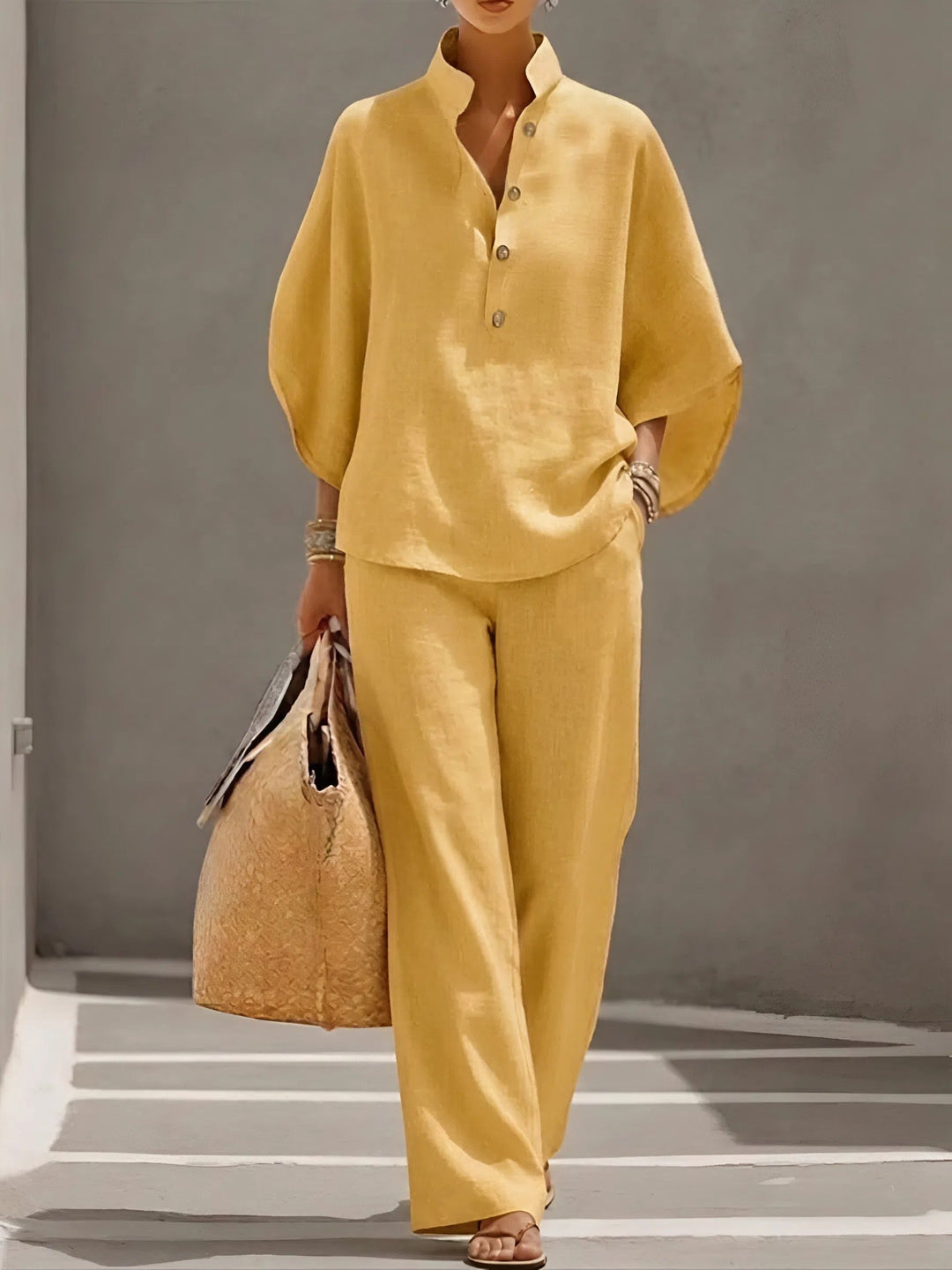 Zuri | Button top and pants set loose fit