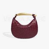 Alessandra – Borsa con Design Intessuto e Manico Dorato